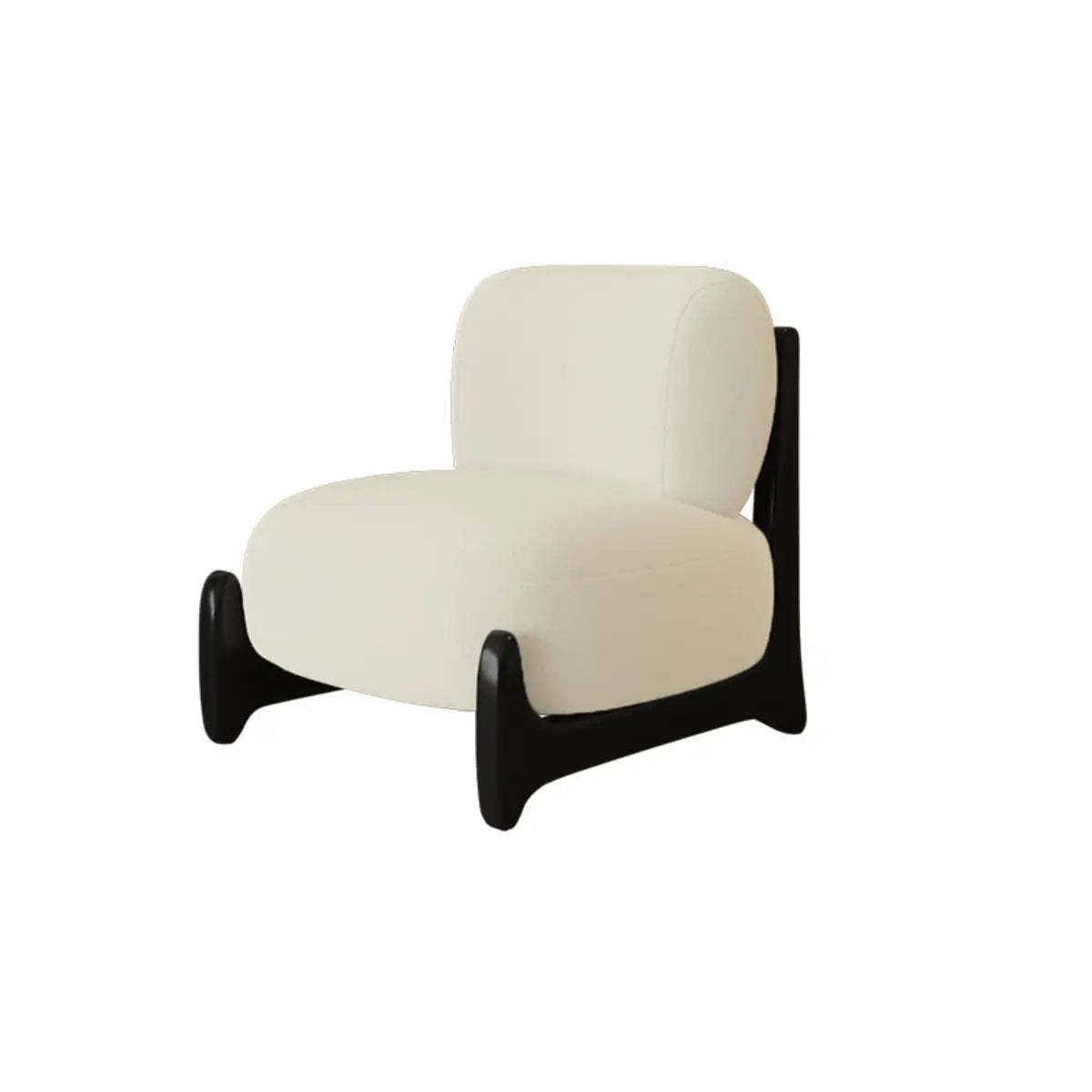 White Sherpa Black Wood Leg Slipper Chair