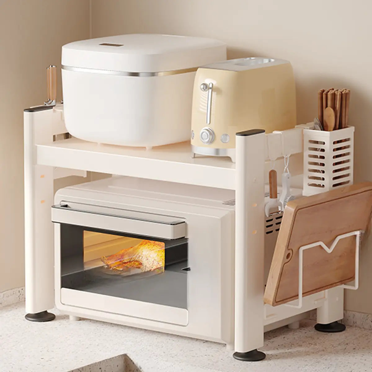 White Short Metal Baker's Rack with Microwave Shelf