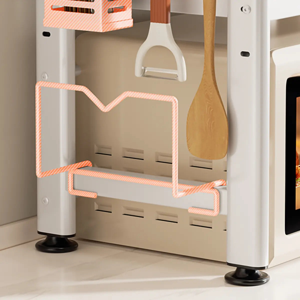 White Short Metal Baker's Rack with Microwave Shelf