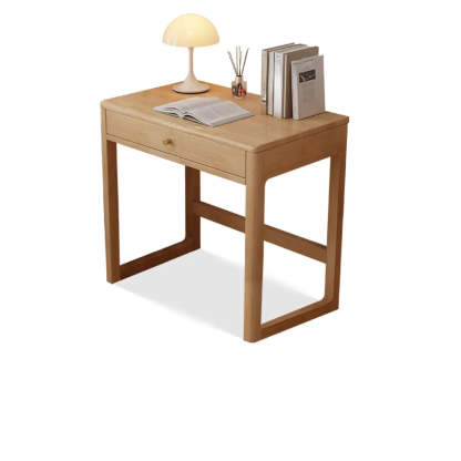 Small White Wood Drawer Sled Writing Desk — Without Chairs / Natural