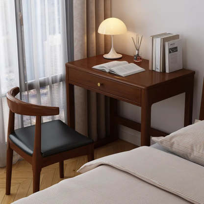 Small White Wood Drawer Sled Writing Desk — Without Chairs / Walnut