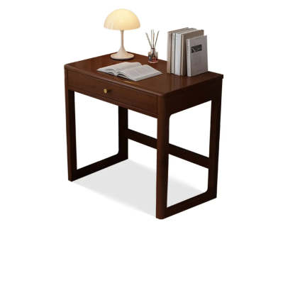 Small White Wood Drawer Sled Writing Desk — Without Chairs / Walnut