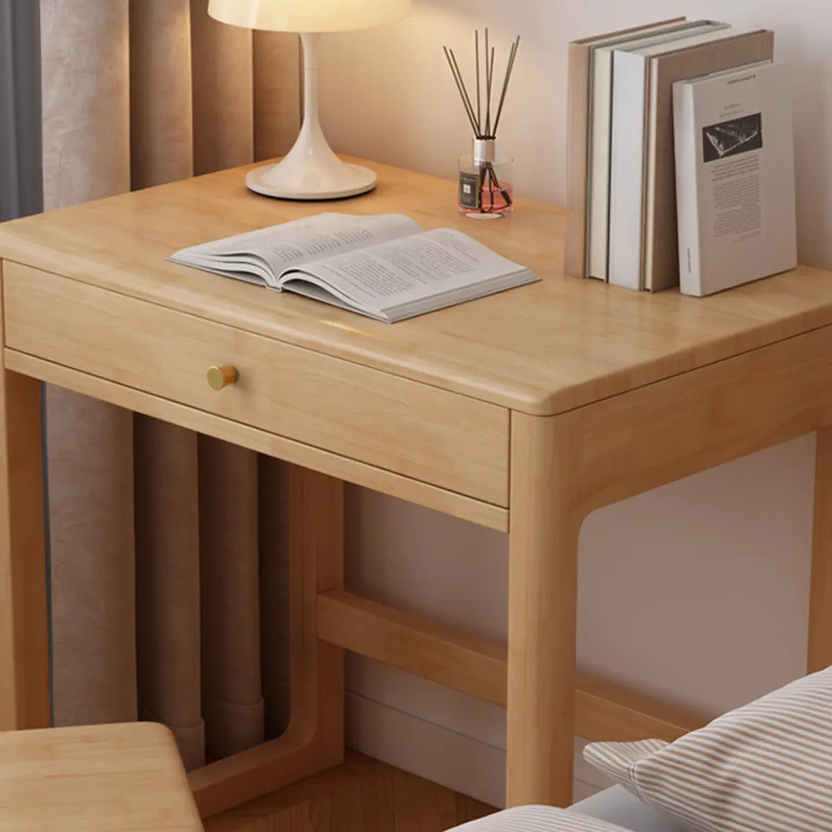 Small White Wood Drawer Sled Writing Desk — Without Chairs / White