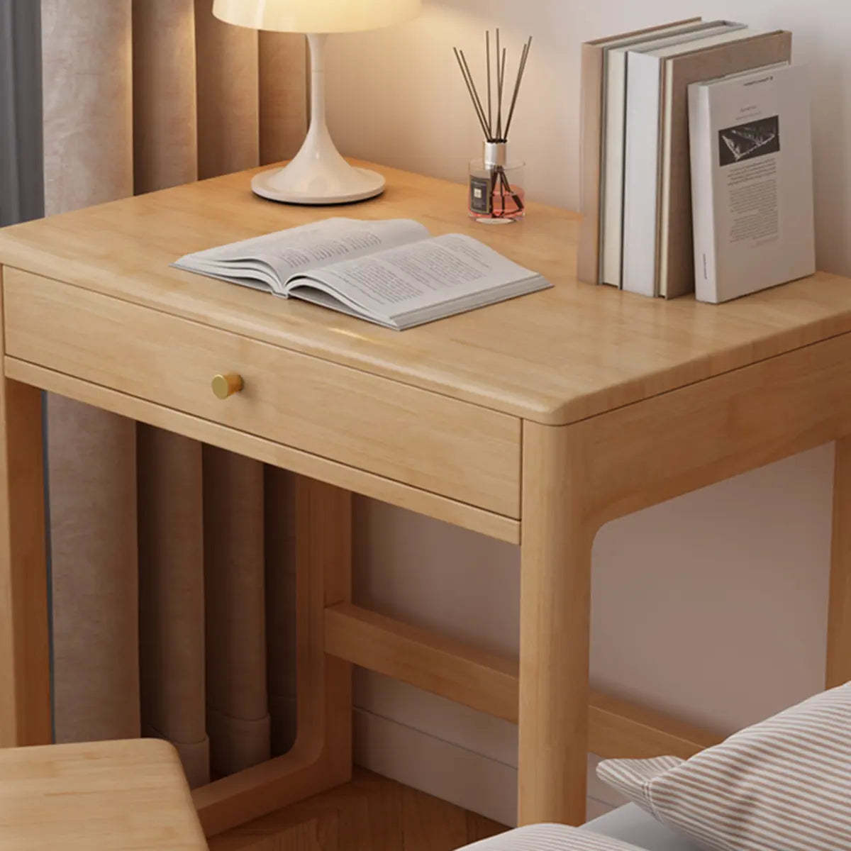 Small White Wood Drawer Sled Writing Desk — Without Chairs / White