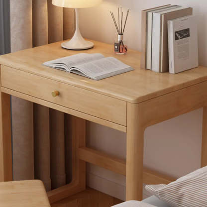 Small White Wood Drawer Sled Writing Desk — Without Chairs / White