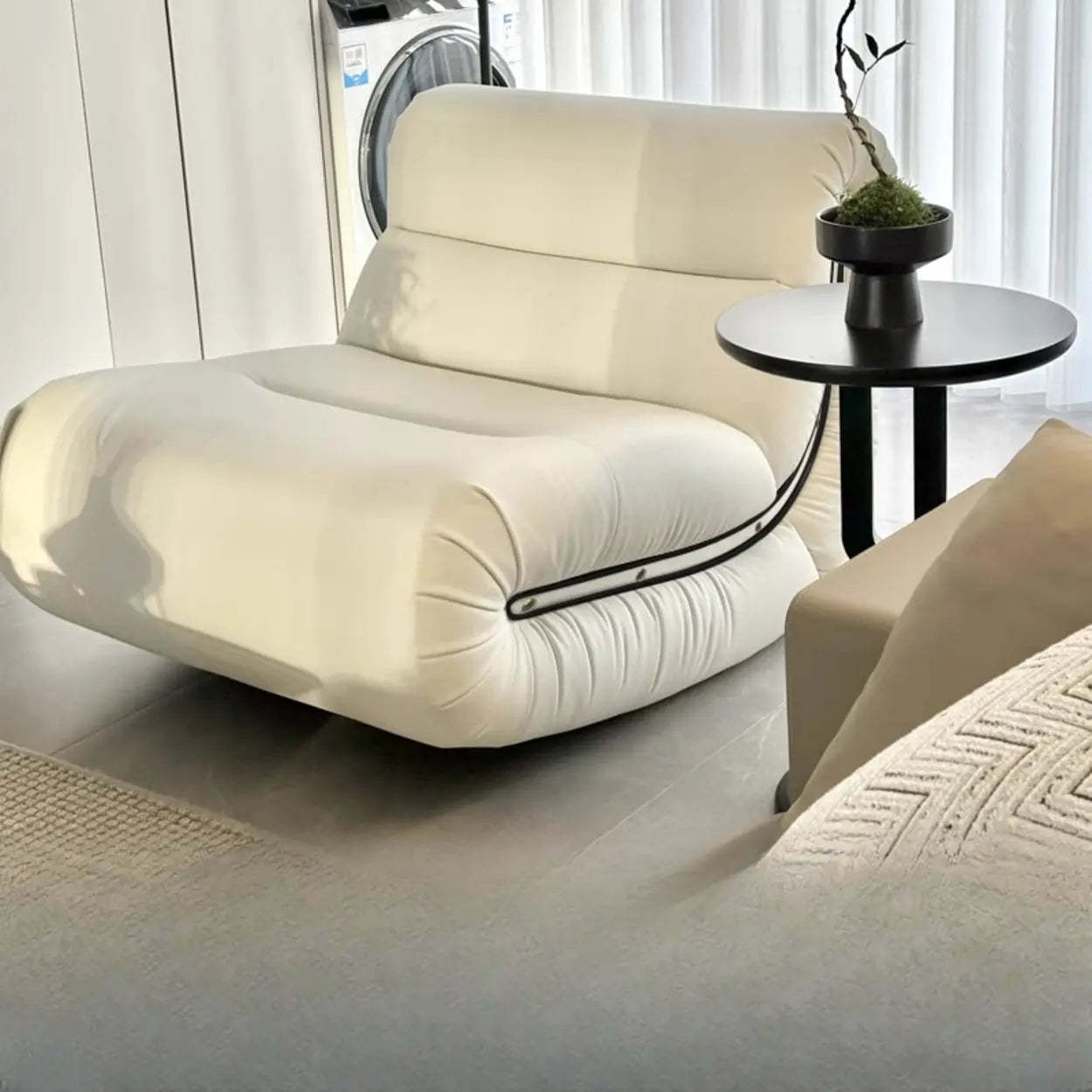 White Stain-Resistant Upholstered Rocking Chair — White