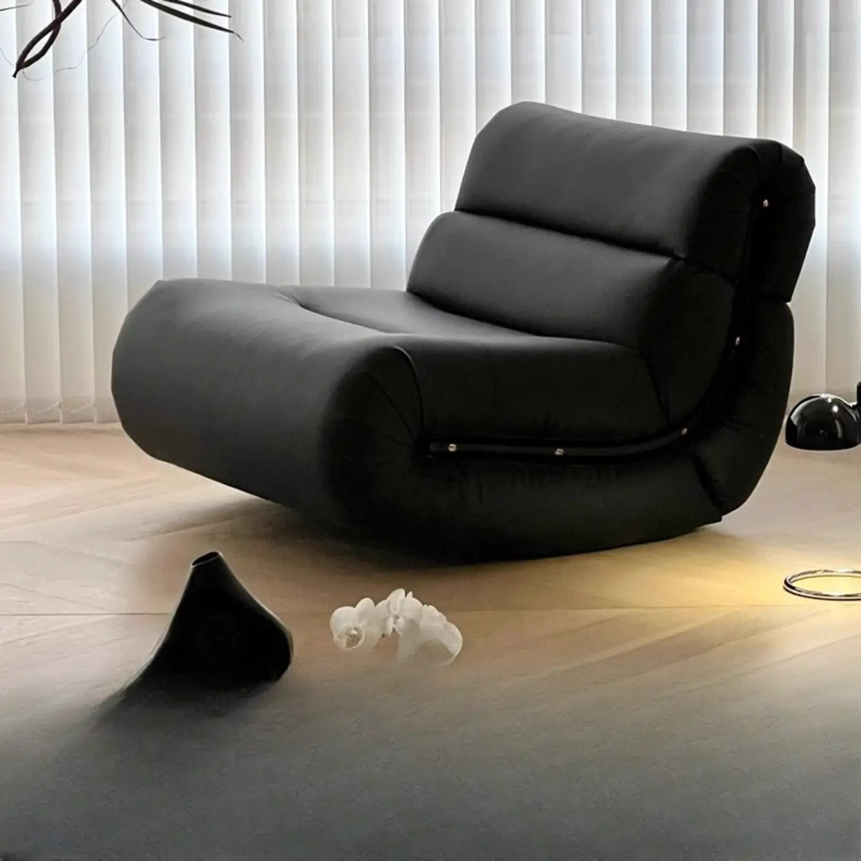 White Stain-Resistant Upholstered Rocking Chair — Coffee