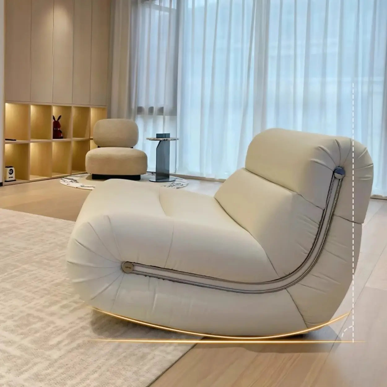 White Stain-Resistant Upholstered Rocking Chair