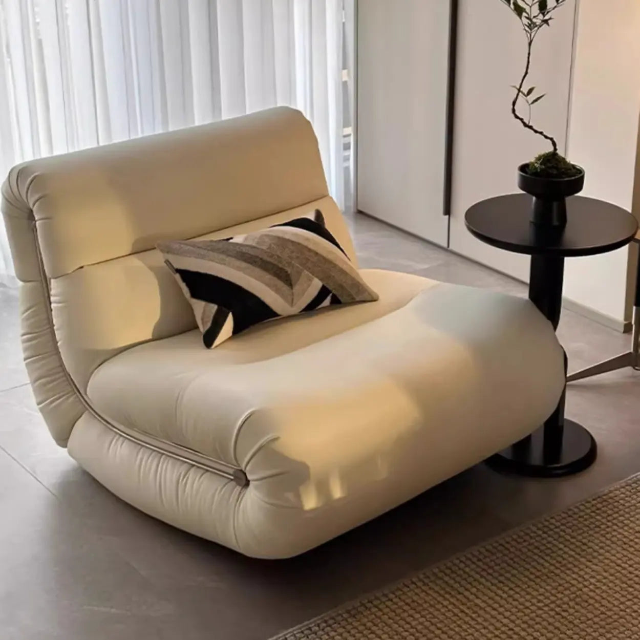 White Stain-Resistant Upholstered Rocking Chair