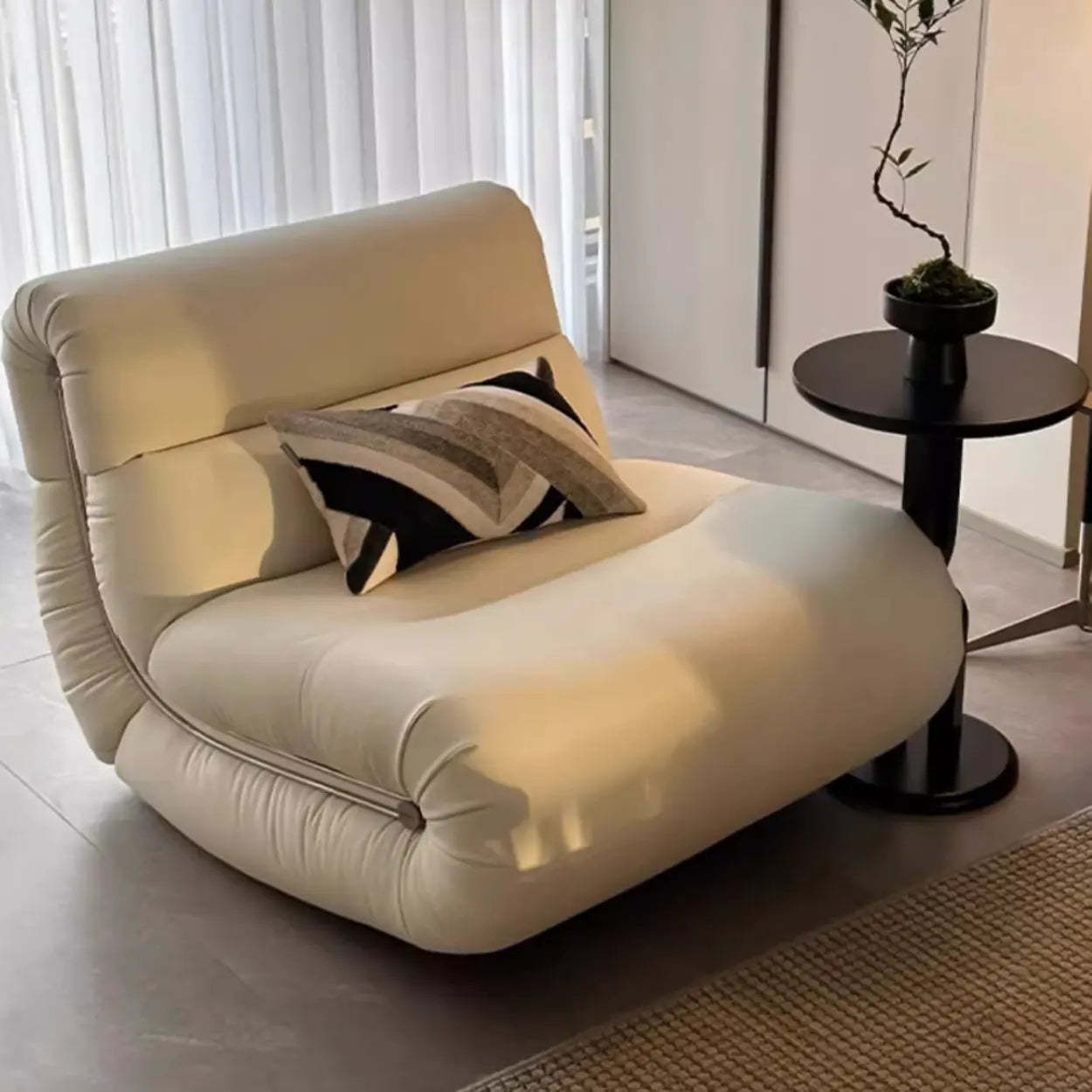 White Stain-Resistant Upholstered Rocking Chair