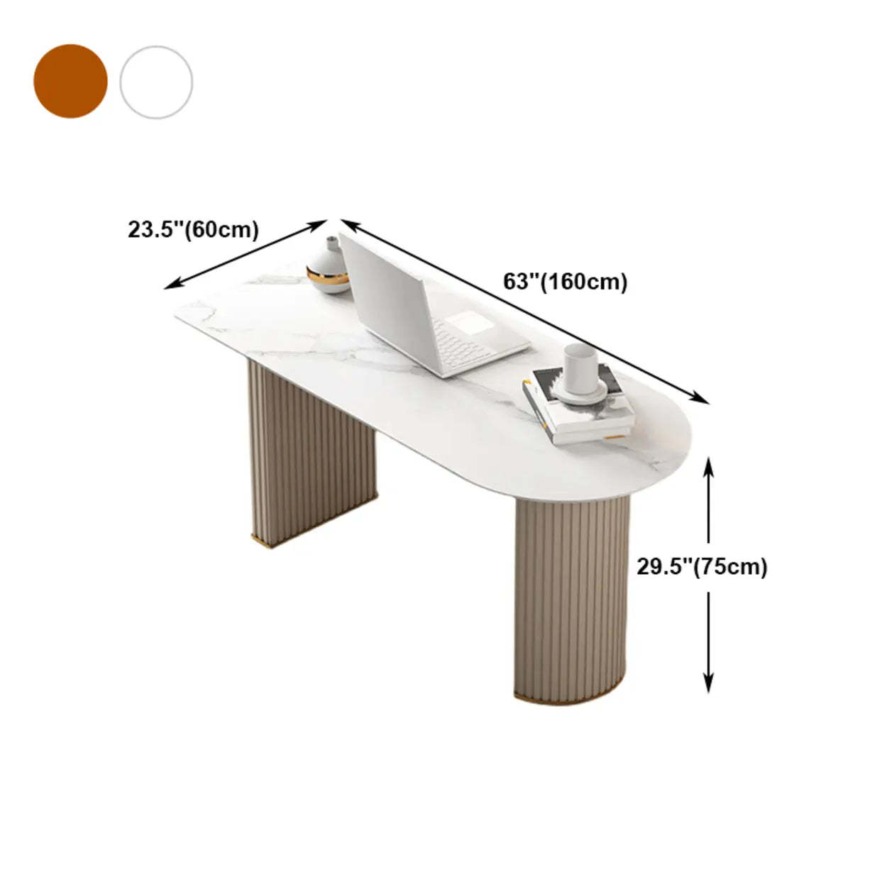 White Free-Form Sintered Stone Writing Desk