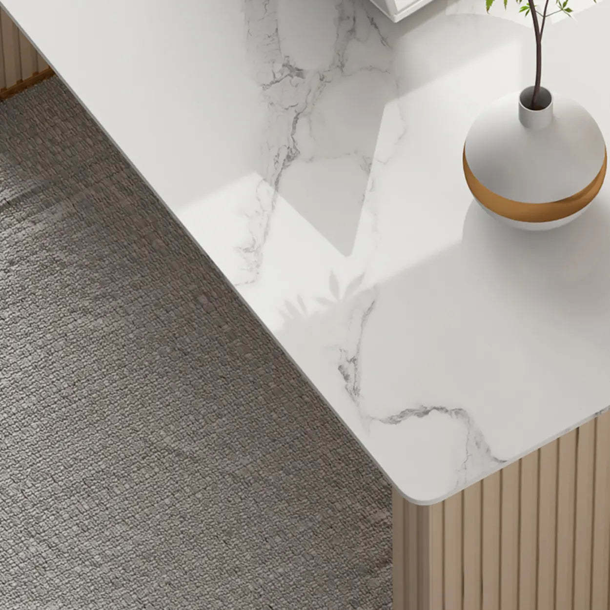 White Free-Form Sintered Stone Writing Desk