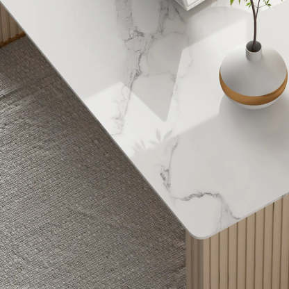 White Free-Form Sintered Stone Writing Desk