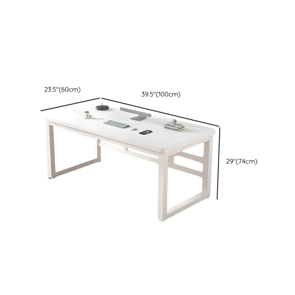 White Rectangular Wood Computer Desk — Table Only