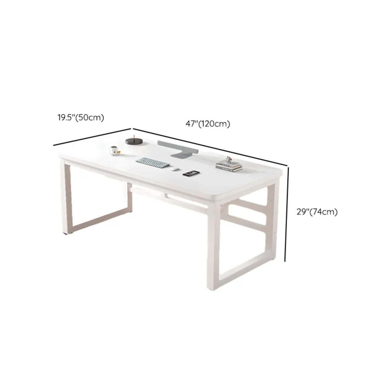 White Rectangular Wood Computer Desk — Table Only