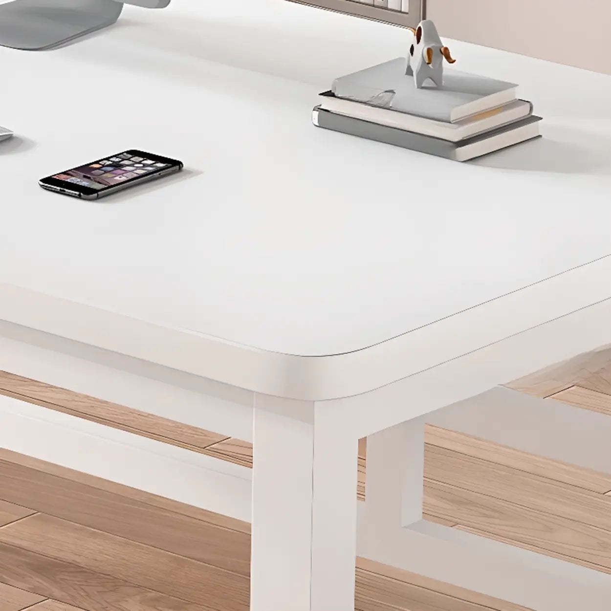 White Rectangular Wood Computer Desk — Table Only