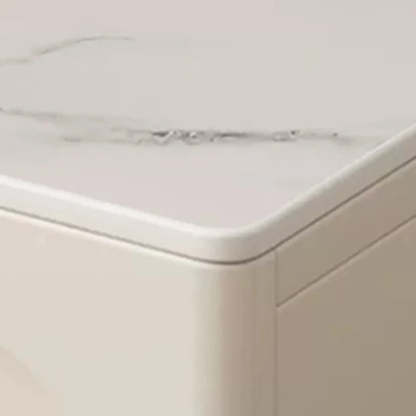 White Stone Shelf Long Rectangle TV Stand