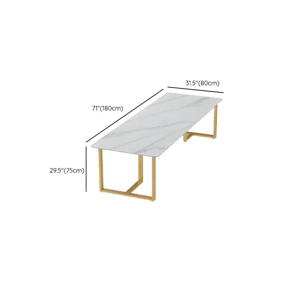 White Stone Rectangular Gold-Sled Conference Table