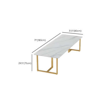 White Stone Rectangular Gold-Sled Conference Table