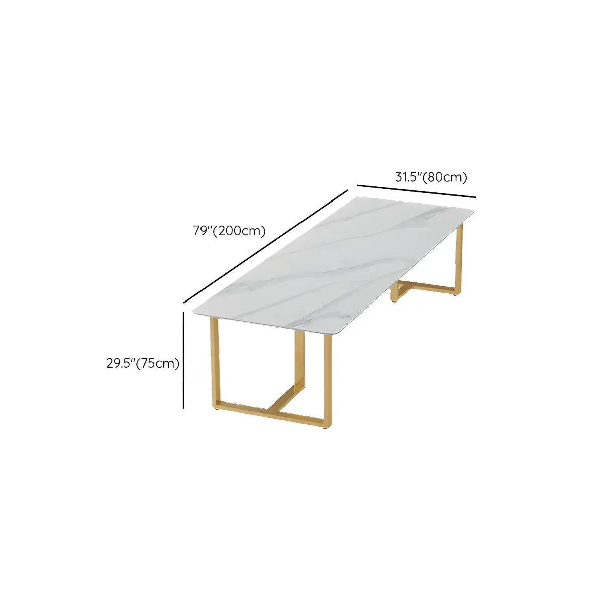 White Stone Rectangular Gold-Sled Conference Table