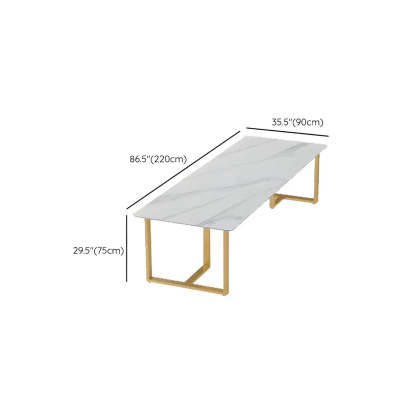 White Stone Rectangular Gold-Sled Conference Table