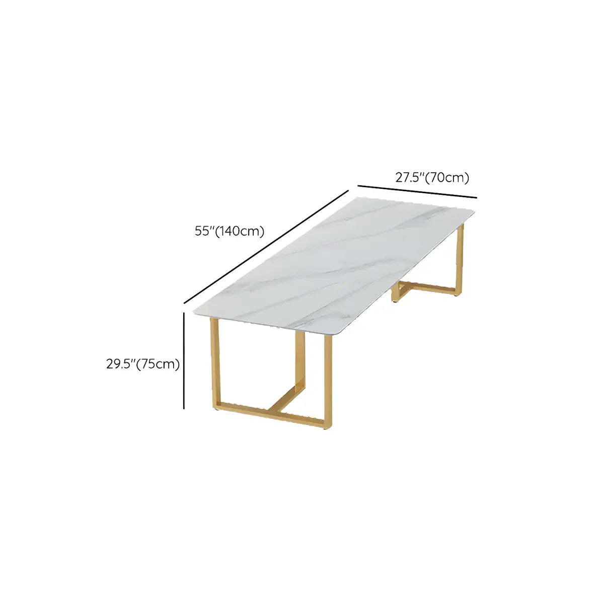 White Stone Rectangular Gold-Sled Conference Table