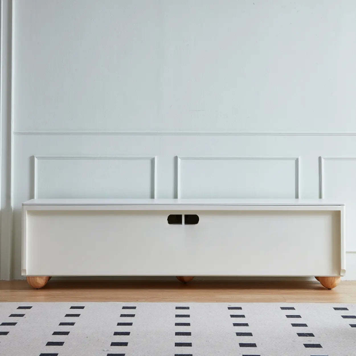 White Stone Shelf Cabinet Long TV Stand