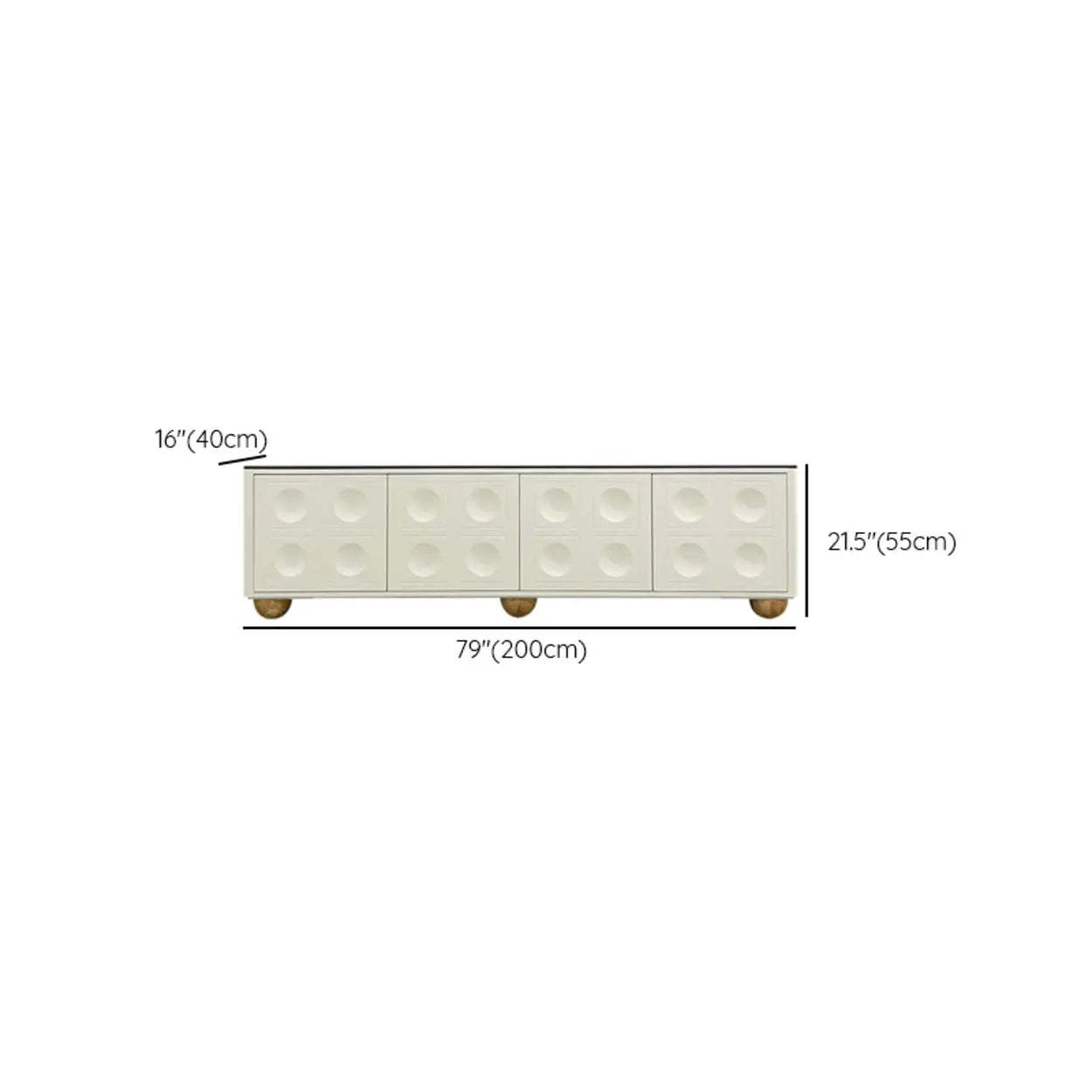 White Stone Shelf Cabinet Long TV Stand
