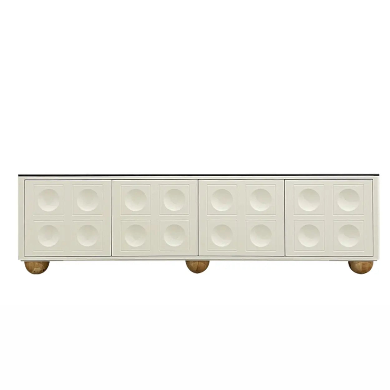 White Stone Shelf Cabinet Long TV Stand