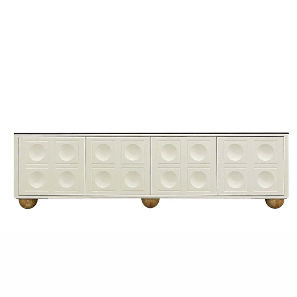 White Stone Shelf Cabinet Long TV Stand