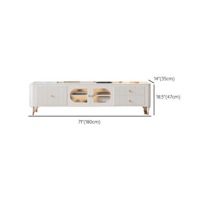 White Stone Rectangular Storage TV Stand with Lighting