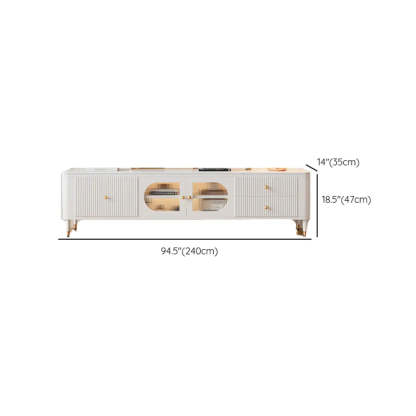 White Stone Rectangular Storage TV Stand with Lighting