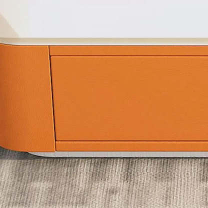 White Stone Rectangular Block-Base Coffee Table with Drawers — Grey