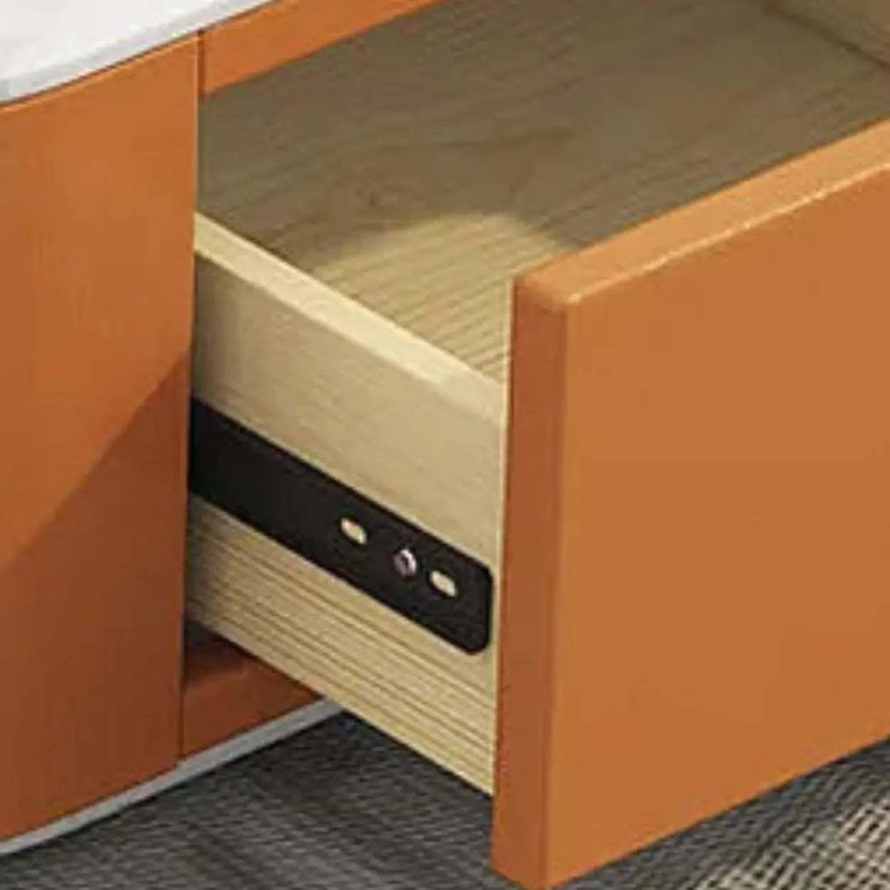 White Stone Rectangular Block-Base Coffee Table with Drawers — Orange