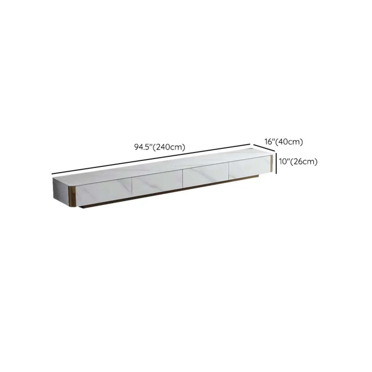 White Stone Rectangular Enclosed Storage TV Stand