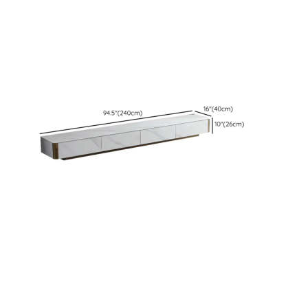 White Stone Rectangular Enclosed Storage TV Stand