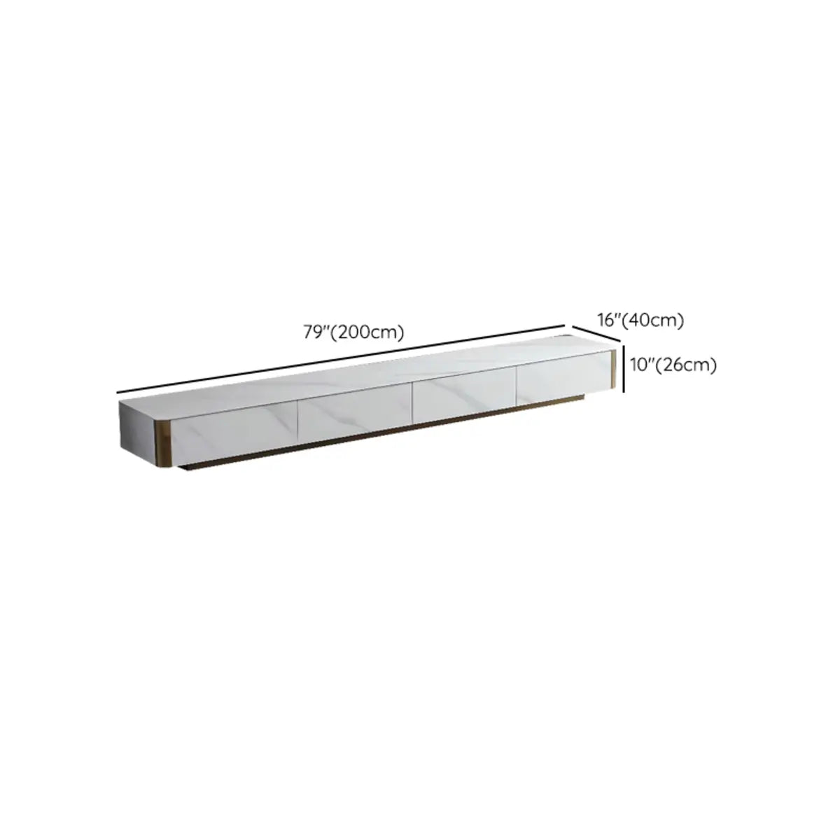 White Stone Rectangular Enclosed Storage TV Stand