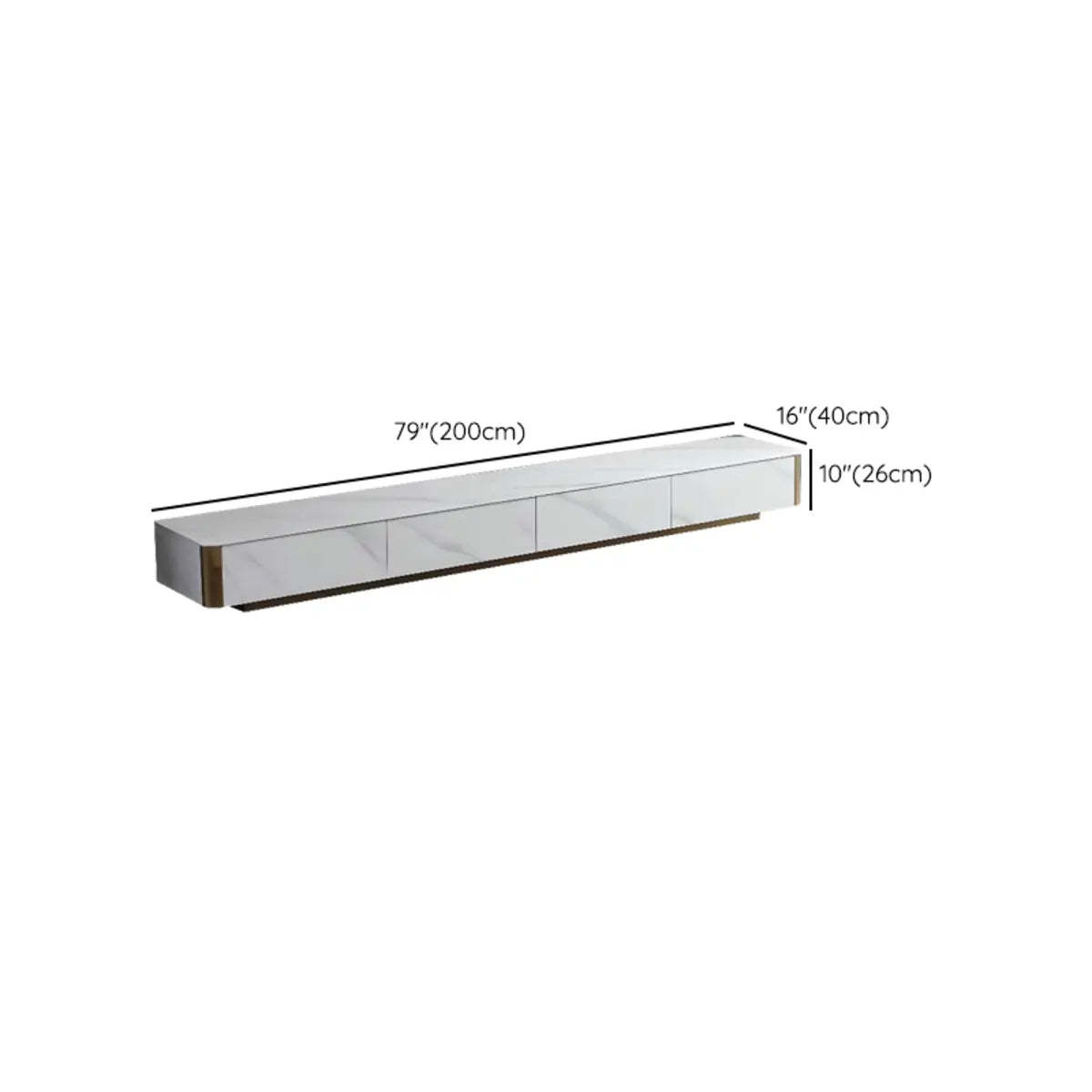White Stone Rectangular Enclosed Storage TV Stand