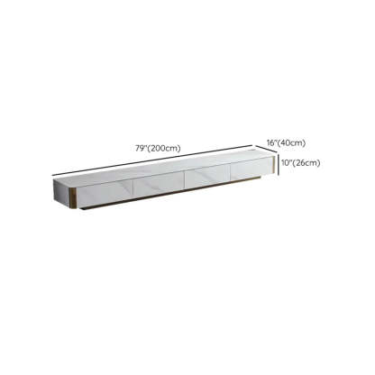 White Stone Rectangular Enclosed Storage TV Stand