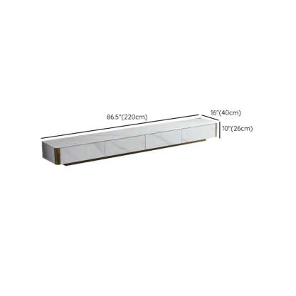 White Stone Rectangular Enclosed Storage TV Stand