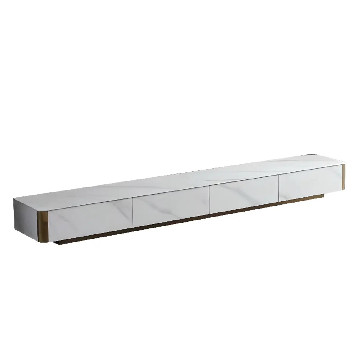 White Stone Rectangular Enclosed Storage TV Stand