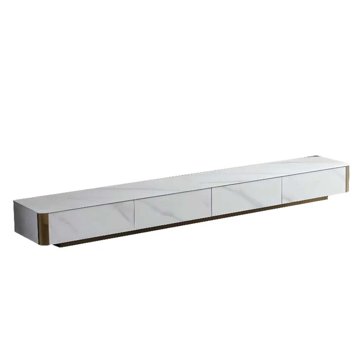 White Stone Rectangular Enclosed Storage TV Stand