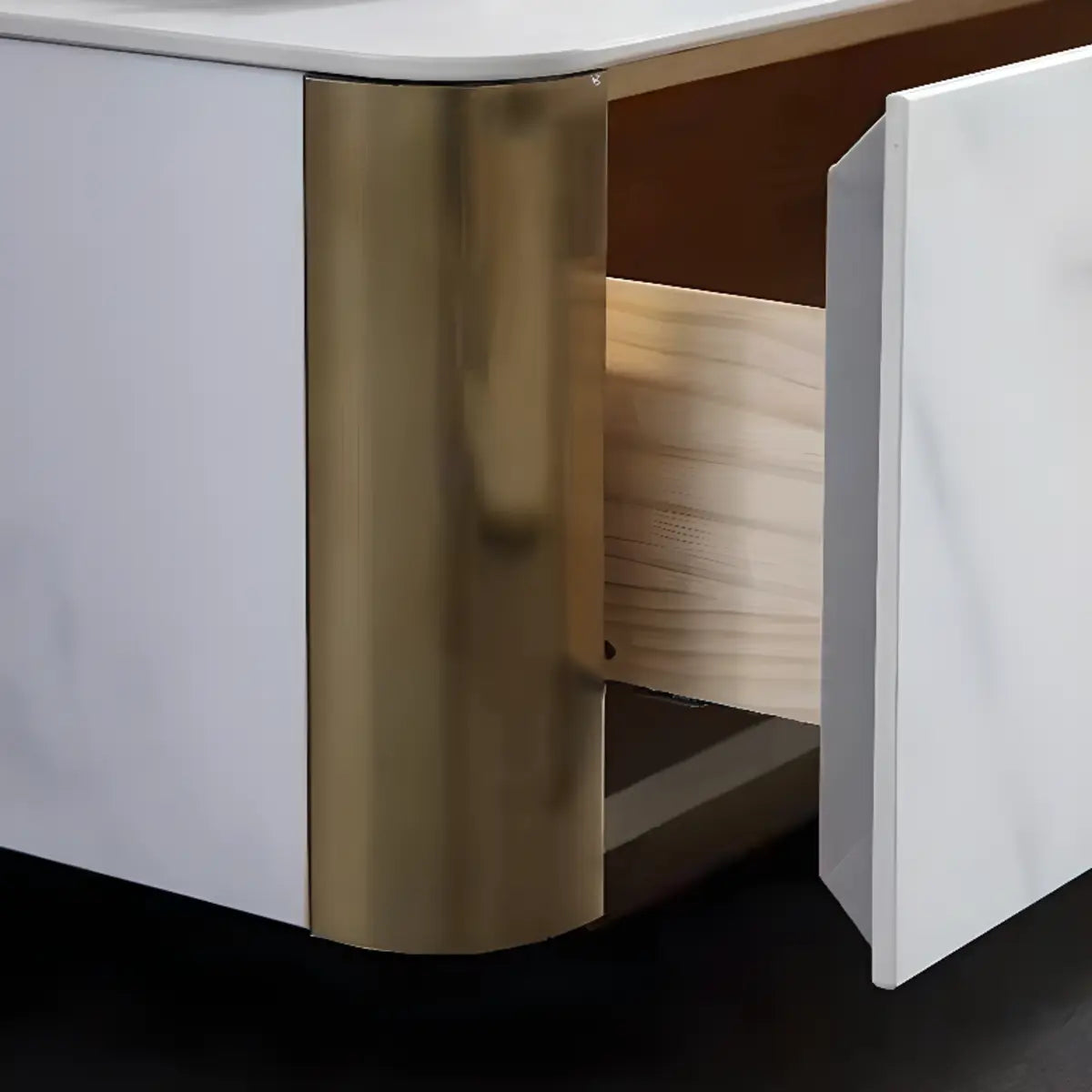White Stone Rectangular Enclosed Storage TV Stand