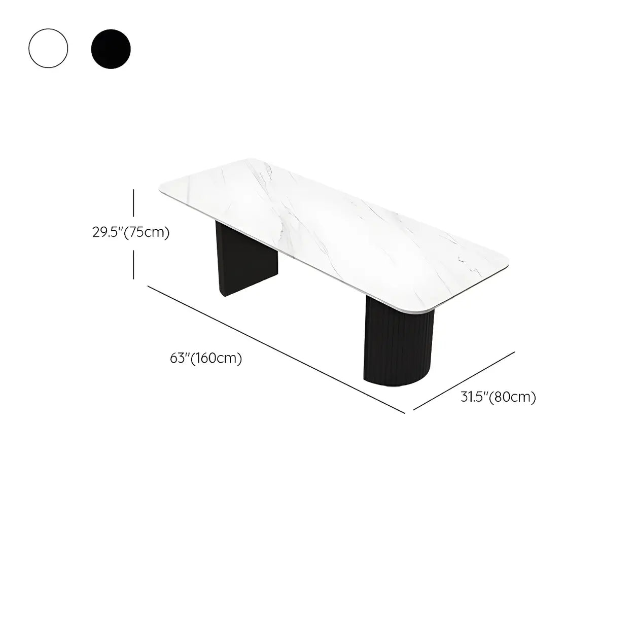 White Stone Rectangular Sled Meeting Table for 6