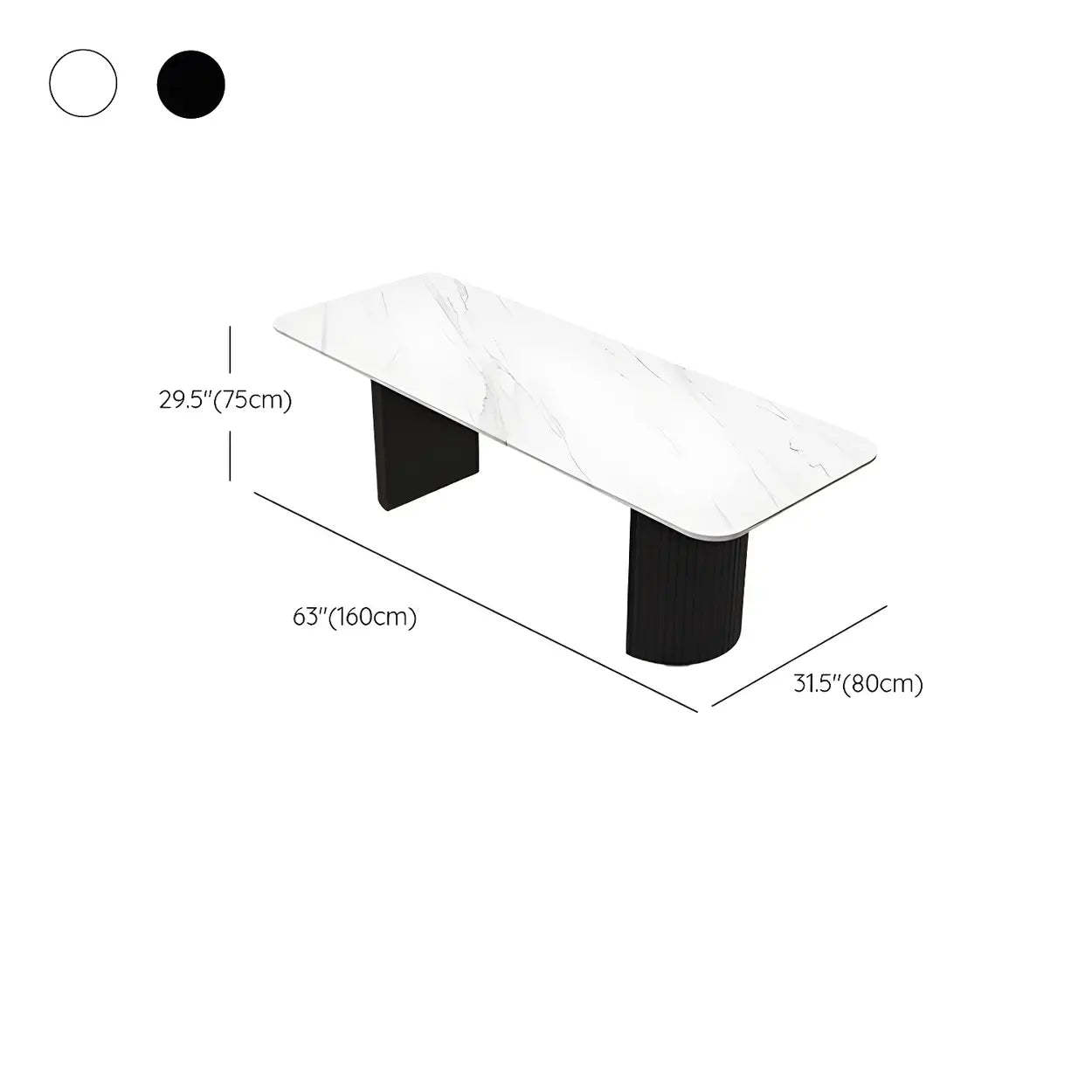 White Stone Rectangular Sled Meeting Table for 6