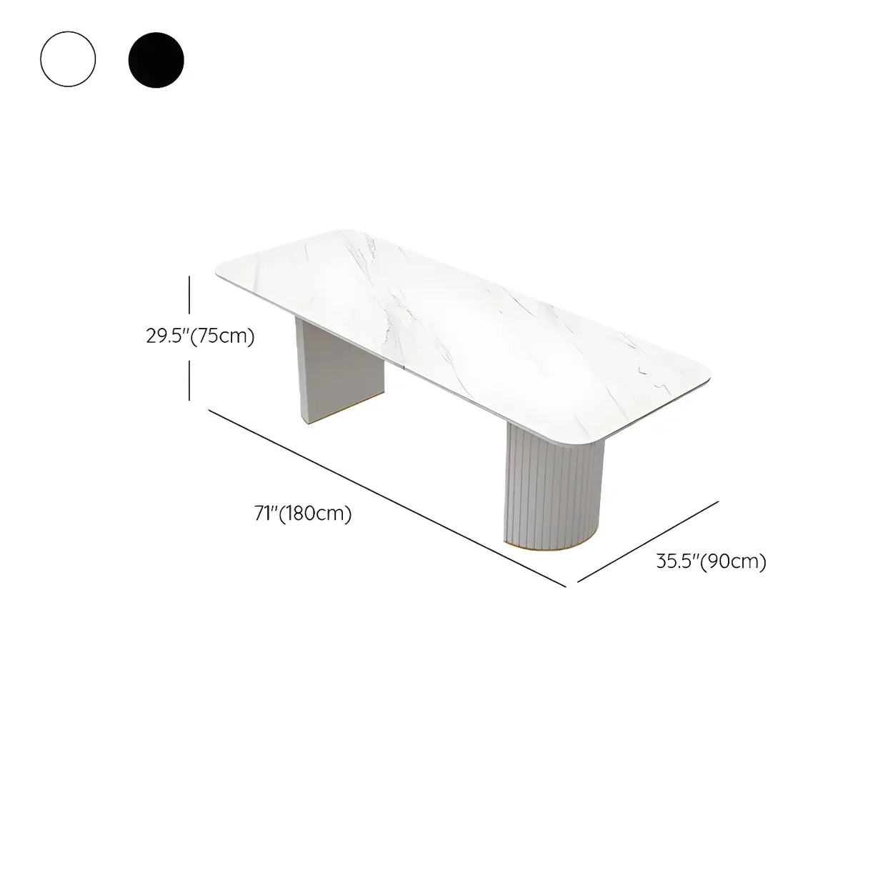 White Stone Rectangular Sled Meeting Table for 6