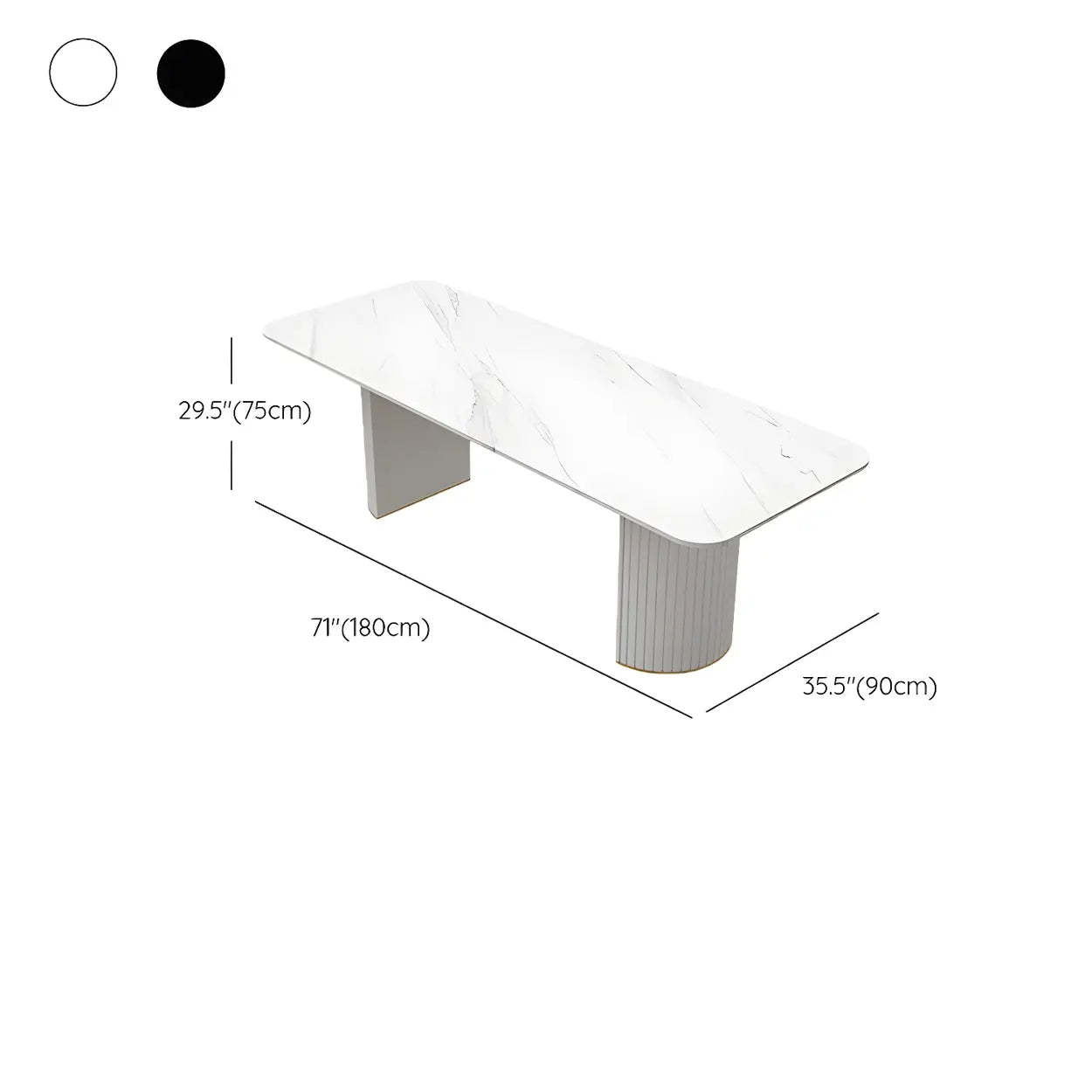 White Stone Rectangular Sled Meeting Table for 6