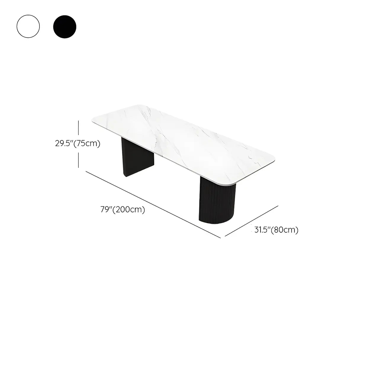 White Stone Rectangular Sled Meeting Table for 6