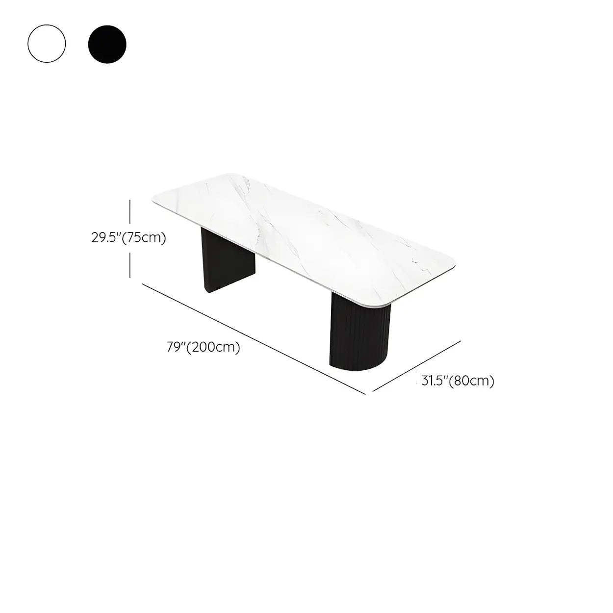 White Stone Rectangular Sled Meeting Table for 6