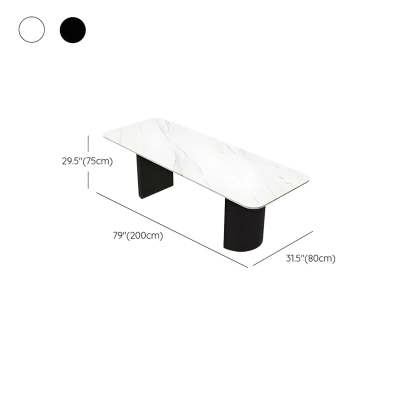 White Stone Rectangular Sled Meeting Table for 6